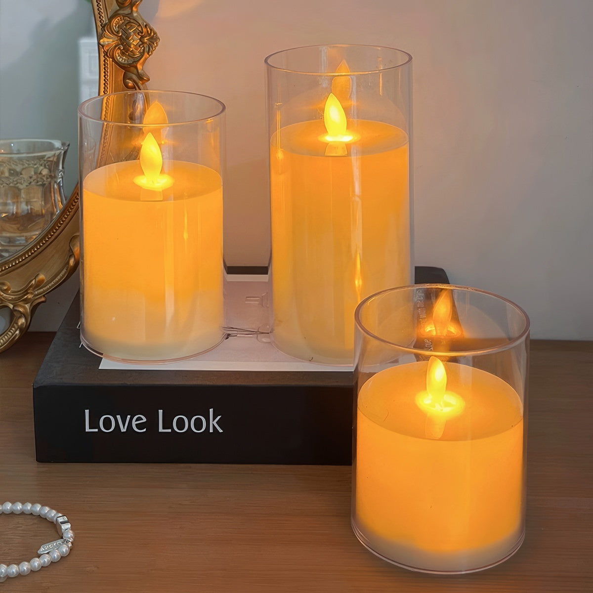 Rivelle Warm Glow LED Flameless Glass Candles