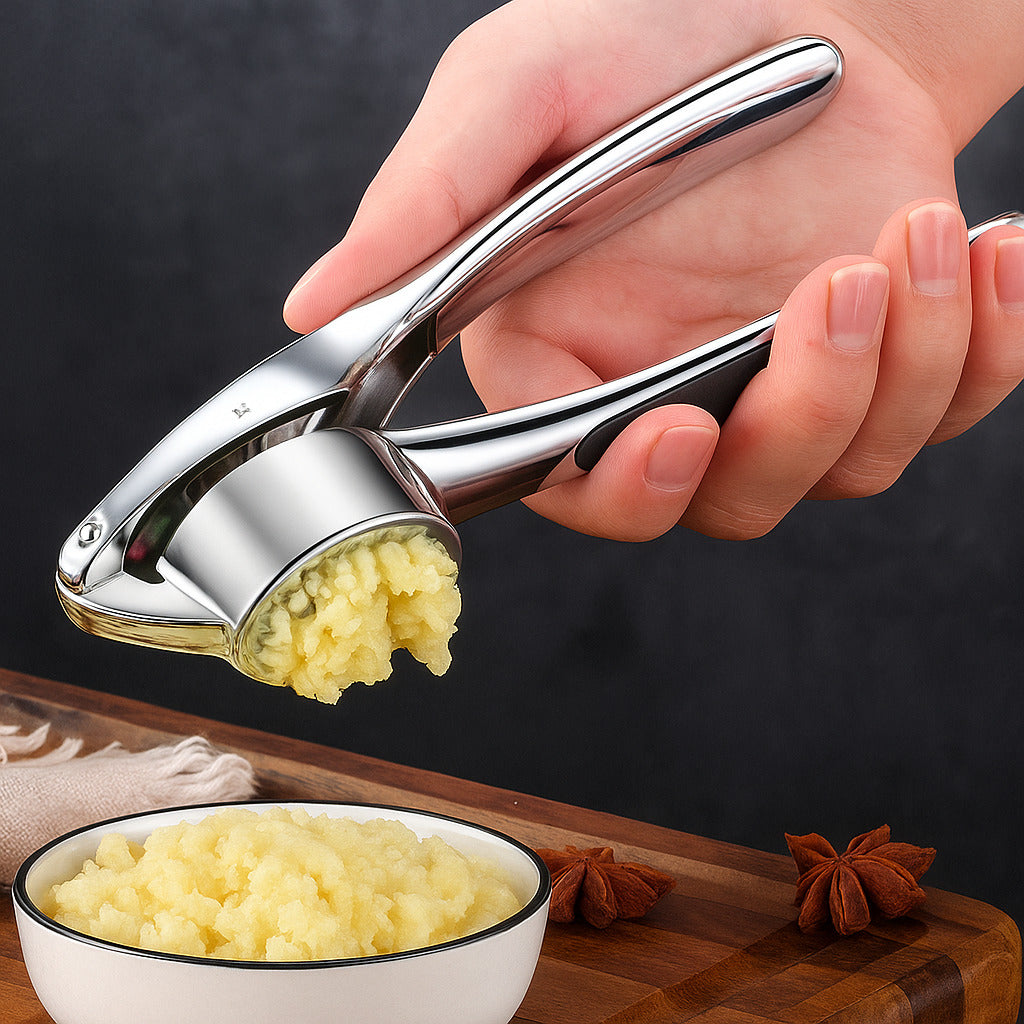 Stainless Steel Garlic Press With Non Slip Handle