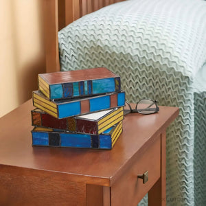 Luna Handcrafted Stained Glass Book Lamp