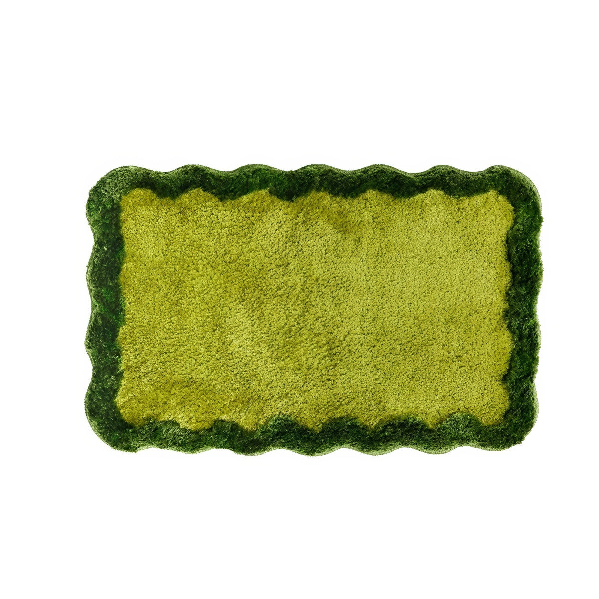 Simple Green Wavy Edge Floor Mat and Bath Mat
