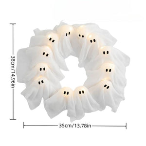 Lighted Ghost Wreath for Halloween Doors