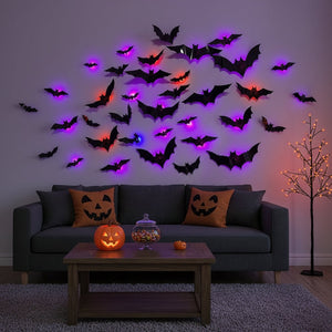 3D Bat Wall Decor for Halloween with LED Accents