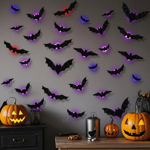 3D Bat Wall Decor for Halloween with LED Accents