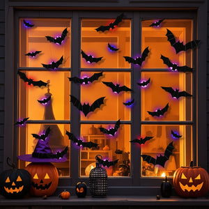 3D Bat Wall Decor for Halloween with LED Accents