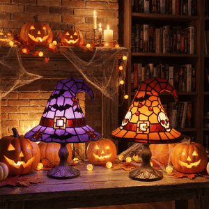 MystiHat Stained Glass Witch Hat Lamp