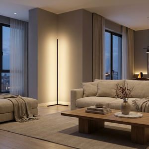 Aurel Corner Floor Lamp styled in a modern living room