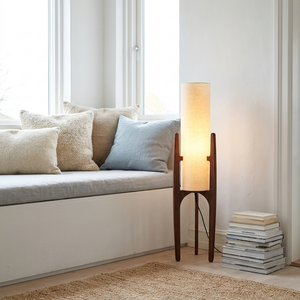 Solace Sculptural Floor Lamp styled in a reading corner