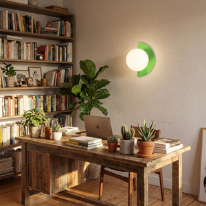 Orbella Wall Sconce Green in home office
