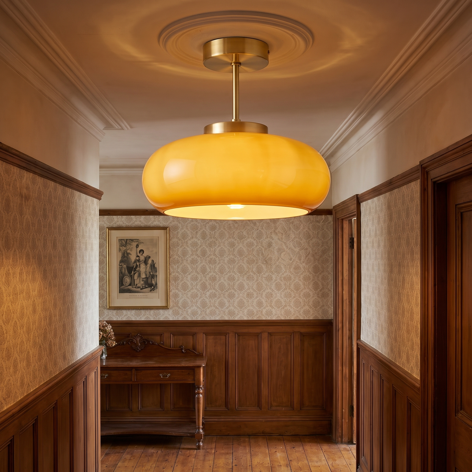 Aurelle Semi-Flush Ceiling Light Brass hero