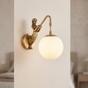 Sirena Wall Sconce Gold White bedroom