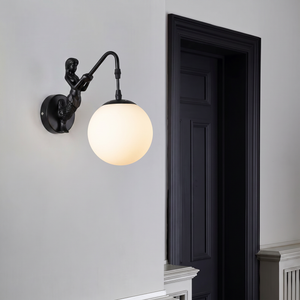 Sirena Wall Sconce Black White foyer