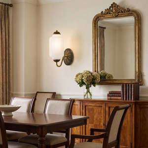 Lisette Milk Glass Wall Sconce in dining room