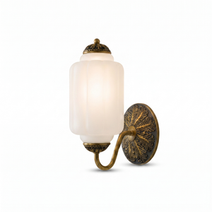 Lisette Milk Glass Wall Sconce - Brass, Frosted