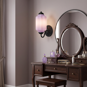 Lisette Milk Glass Wall Sconce - Black, Lavender
