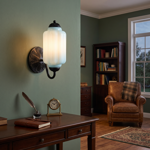 Lisette Milk Glass Wall Sconce - Black, Blue
