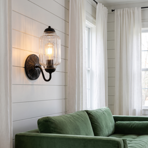 Lisette Milk Glass Wall Sconce - Black, Clear