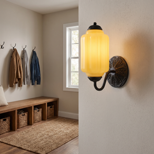 Lisette Milk Glass Wall Sconce - Black, Yellow
