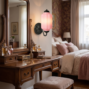 Lisette Milk Glass Wall Sconce - Black, Pink