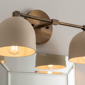 Delane Dome Vanity Wall Light - White/Antique Brass detail crop