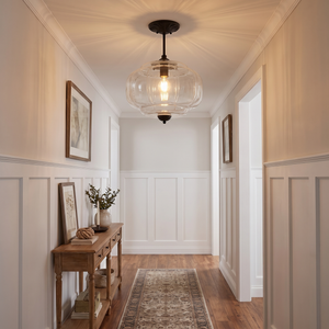 Lisette Scallop Semi-Flush Pendant - Clear glass, hallway