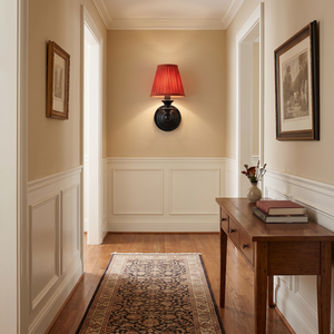 Ondine Drum Shade Wall Sconce - Red Pleated hallway