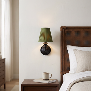 Ondine Drum Shade Wall Sconce - Green Pleated bedroom
