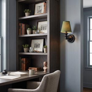 Ondine Drum Shade Wall Sconce - Green Plain home office