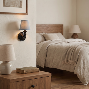 Ondine Drum Shade Wall Sconce - Dusty Blue Plain bedroom