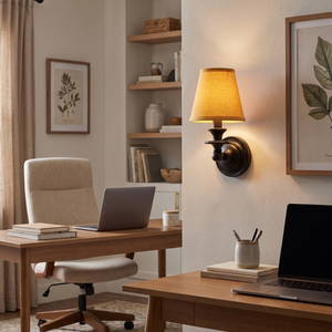 Ondine Drum Shade Wall Sconce - Mustard Yellow Plain home office