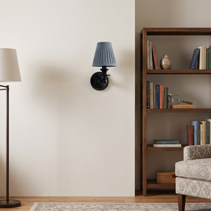 Ondine Drum Shade Wall Sconce - Dusty Blue Pleated living room