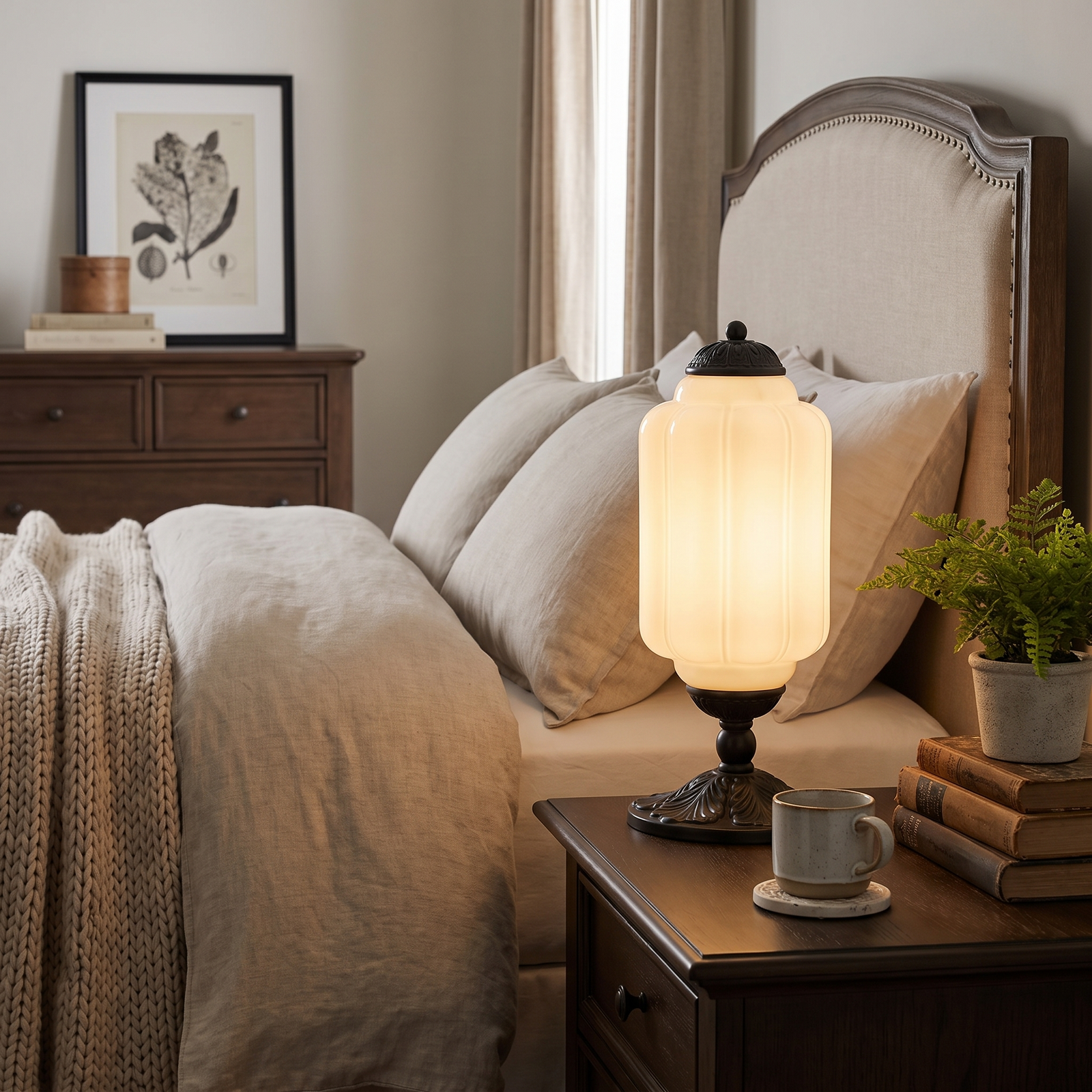 Lisette Vintage Glass Table Lamp - hero white