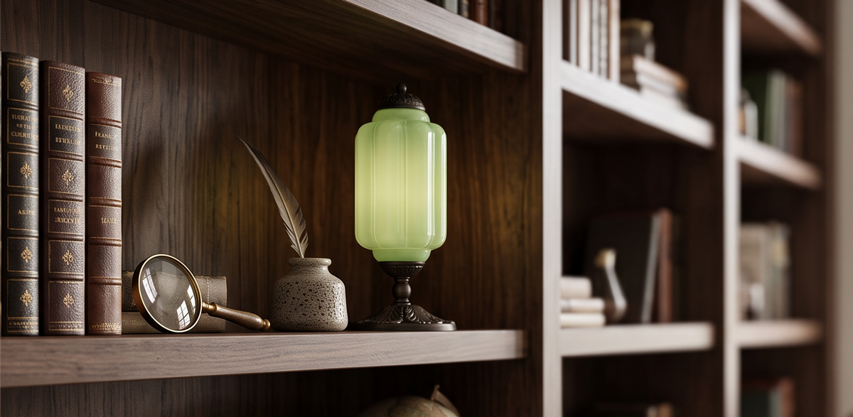 Lisette Vintage Glass Table Lamp - Green