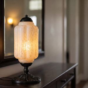 Lisette Vintage Glass Table Lamp - hallway detail