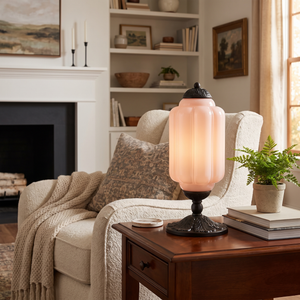 Lisette Vintage Glass Table Lamp - Pink