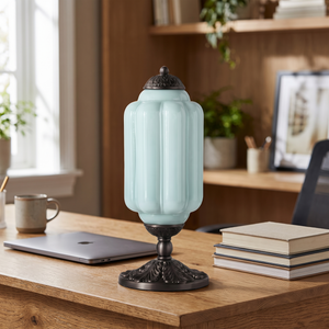 Lisette Vintage Glass Table Lamp Blue