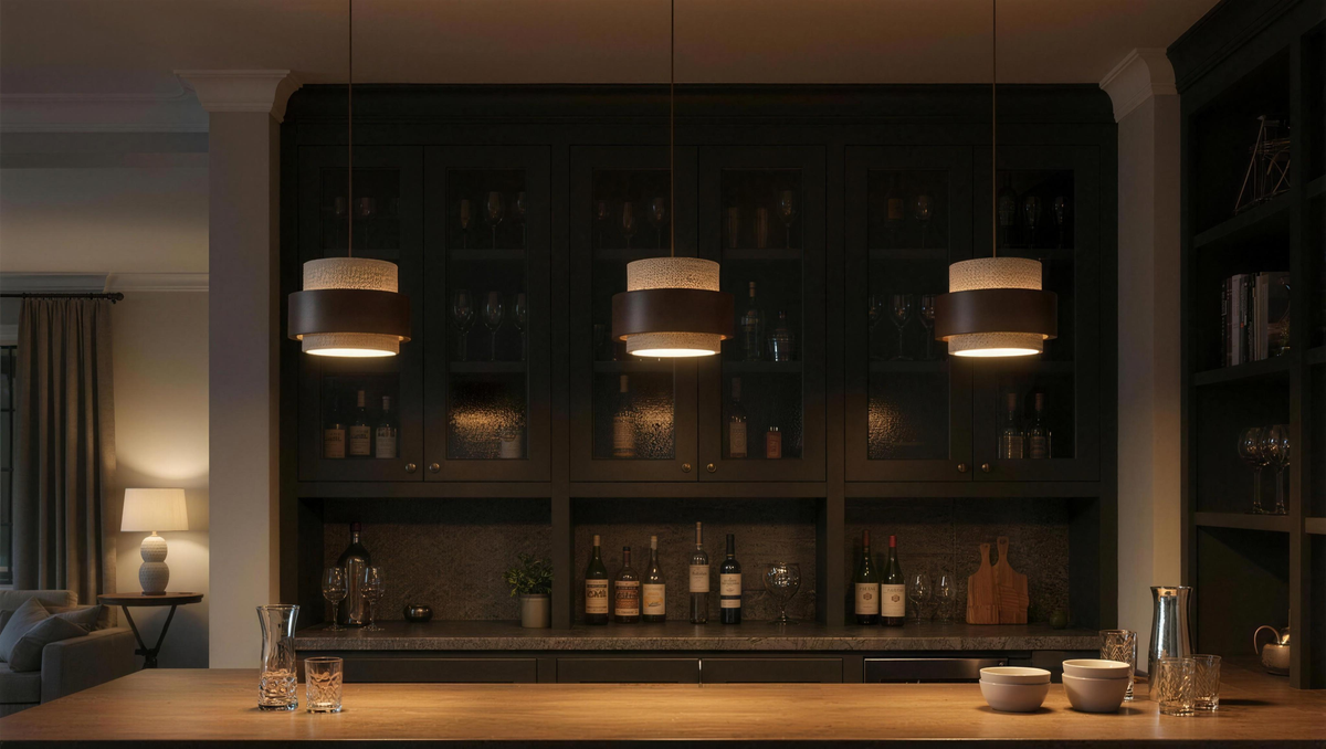 Cole Travertine Pendant Lamp bar scene - 4K desktop