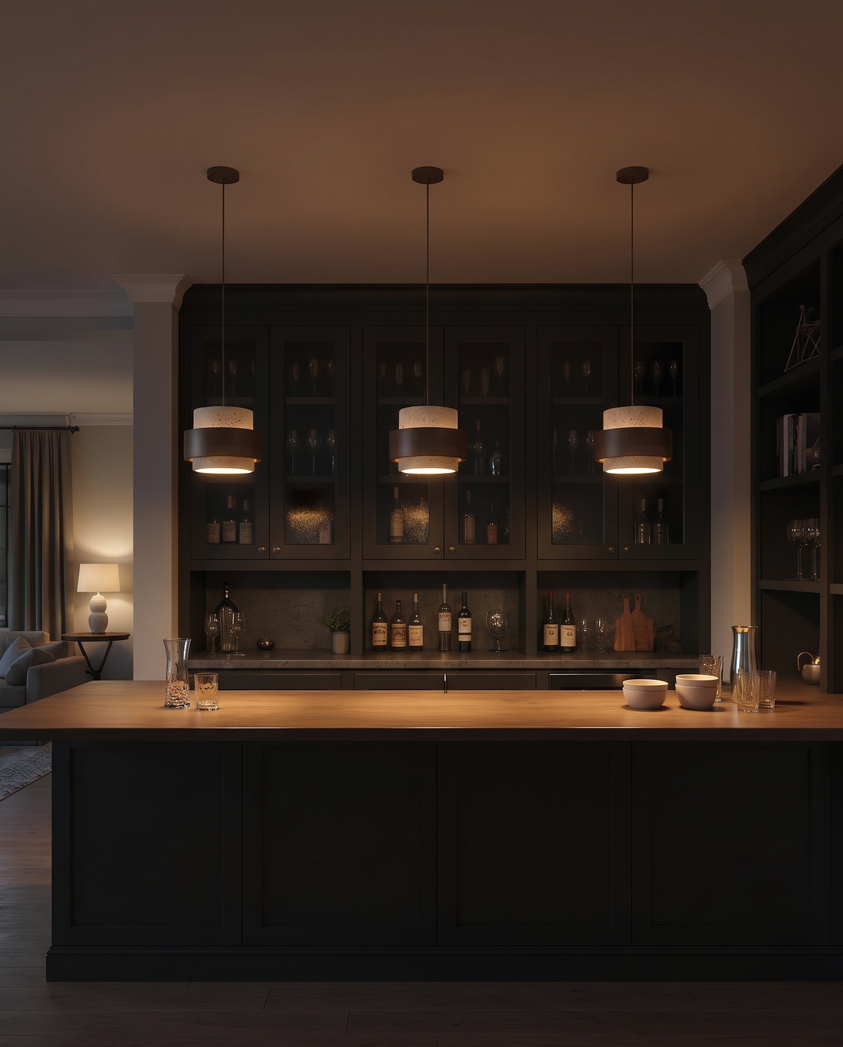 Cole Travertine Pendant Lamp bar scene - mobile tall crop
