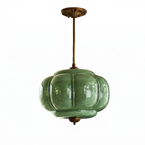 Lisette Scallop Semi-Flush Pendant Brass Green