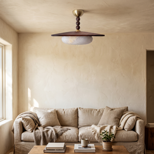 Alvara Ceiling Light Walnut Color & White Alabaster