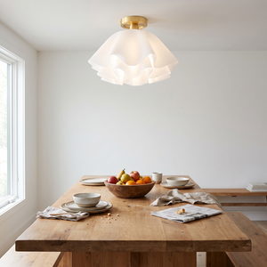 Novara Ceiling Light Brass & White Plastic Lampshade