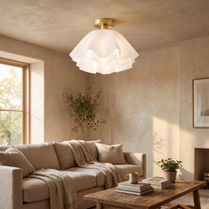 Novara Ceiling Light Brass & White Plastic Lampshade
