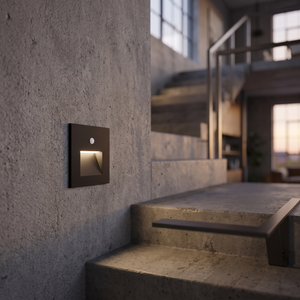 Vesta Motion Step Light - Black Sensor B - concrete stairwell