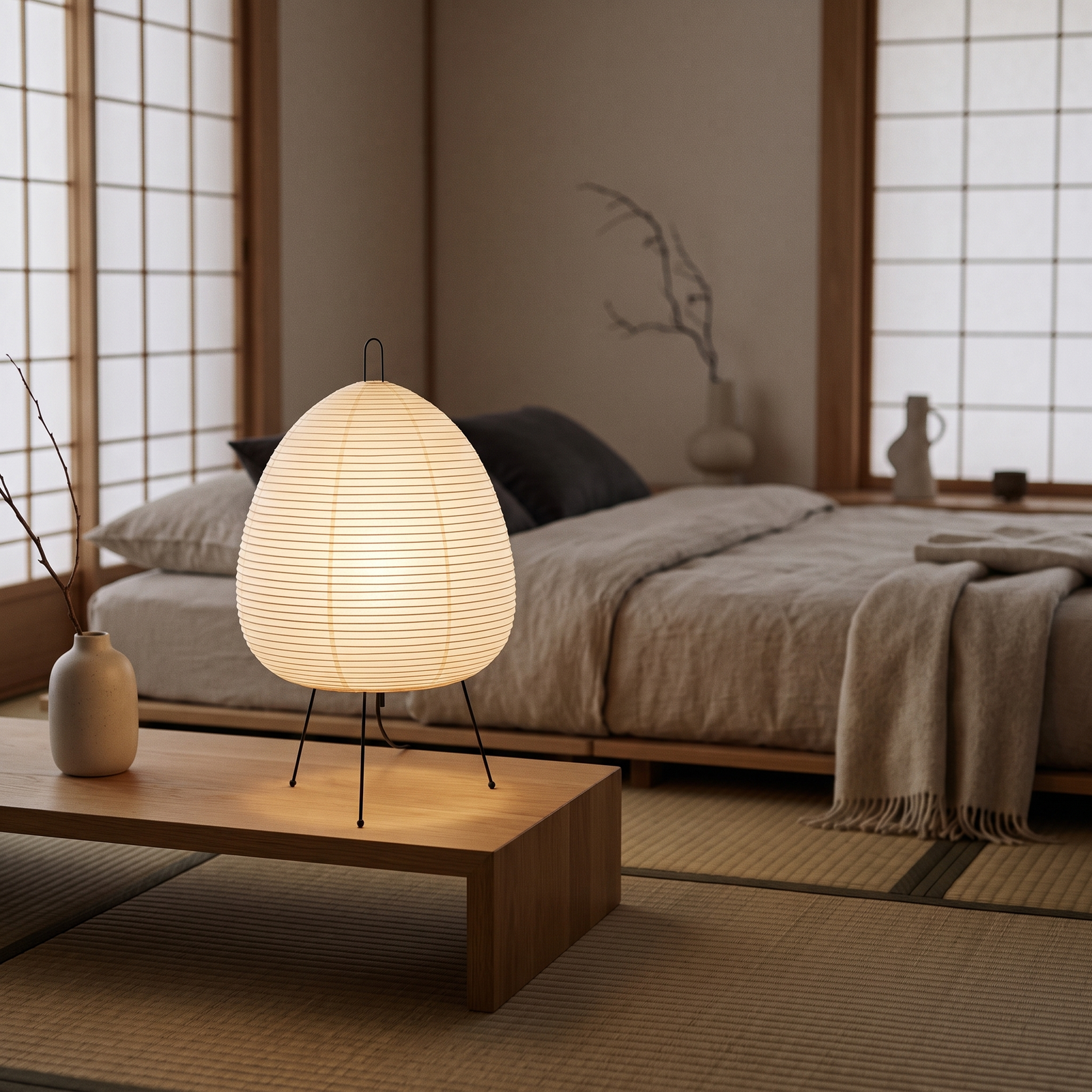 Kiyomi Japandi Wabi Sabi Rice Paper Table Lamp