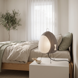 Kiyomi Rice Paper Table Lamp - Gray - minimalist nightstand