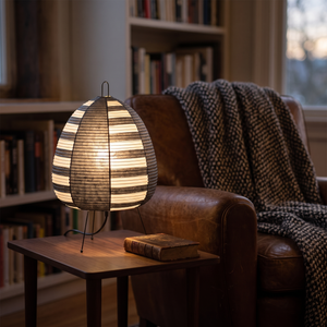 Kiyomi Rice Paper Table Lamp - Black - reading nook