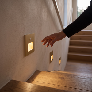Vesta Motion Step Light - Gold Sensor B - stairway