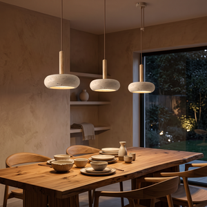 Kaisu Stone Pendant Light - Japandi dining room