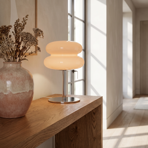 Perla Mushroom Table Lamp - Peach Light