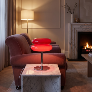 Perla Mushroom Table Lamp - Red Glow
