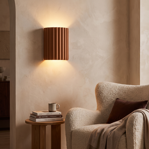 Ondra Ribbed Wall Sconce - Brown